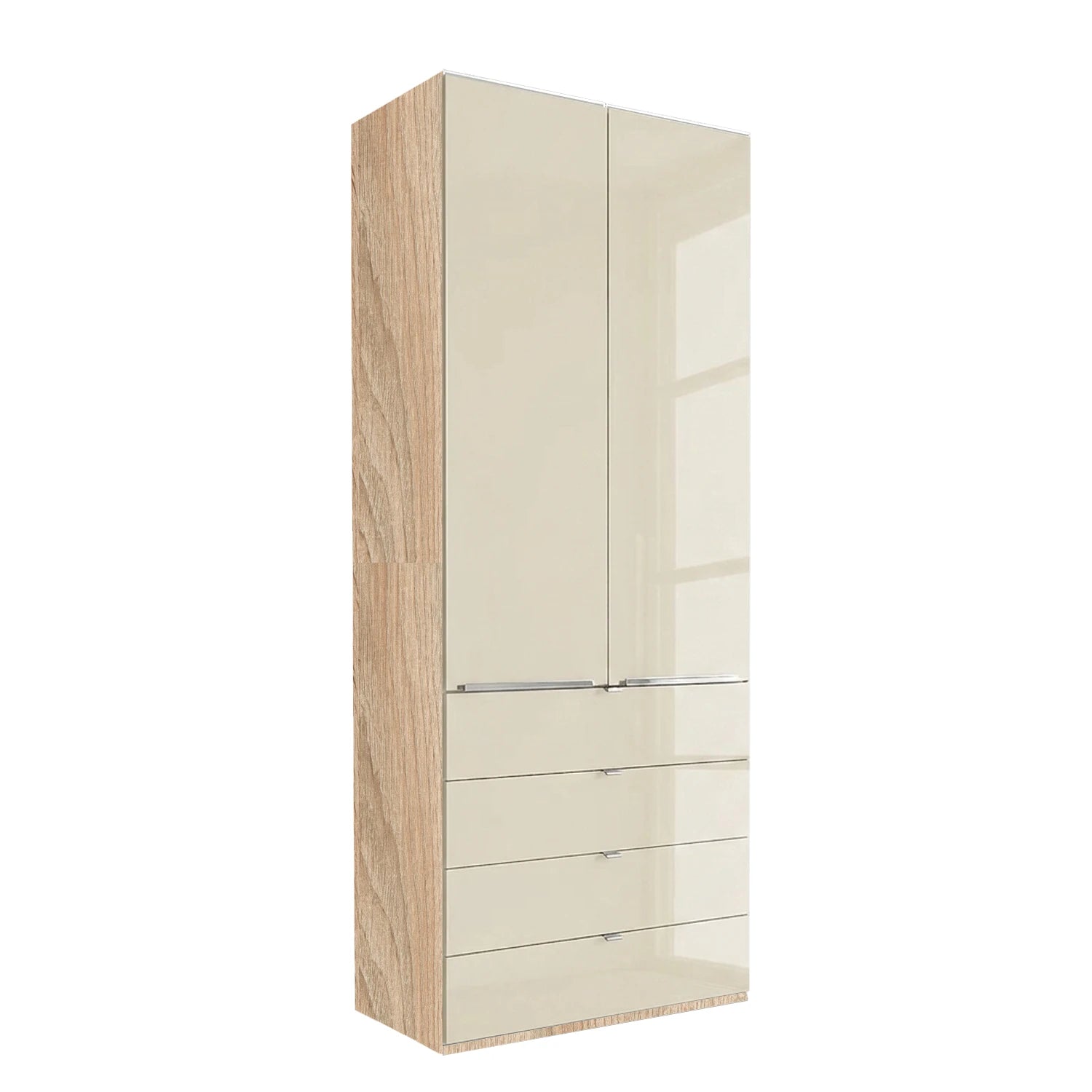 Wiemann Santa 100cm 2 Doors & 4 Drawers Combi Wardrobe in Magnolia with Oak Carcase