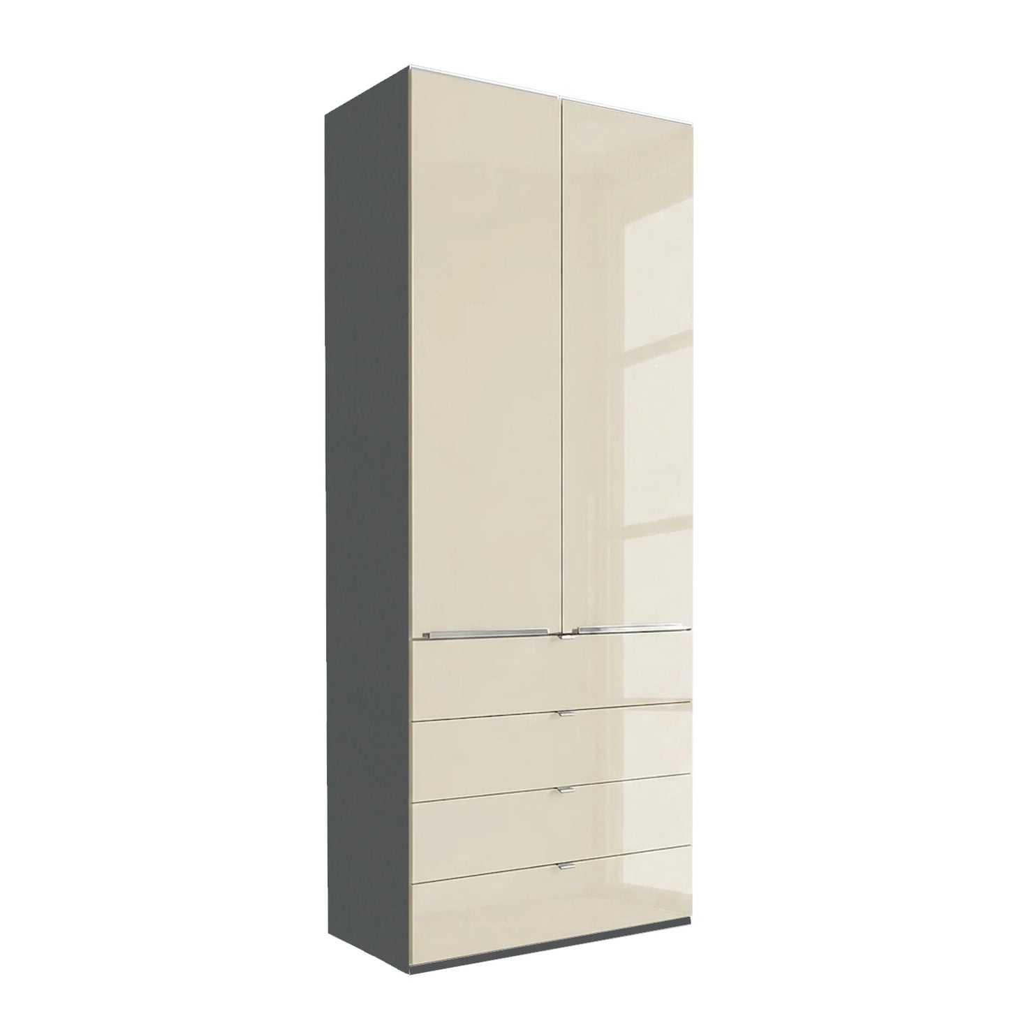 Wiemann Santa 100cm 2 Doors & 4 Drawers Combi Wardrobe in Magnolia with Havana Carcase