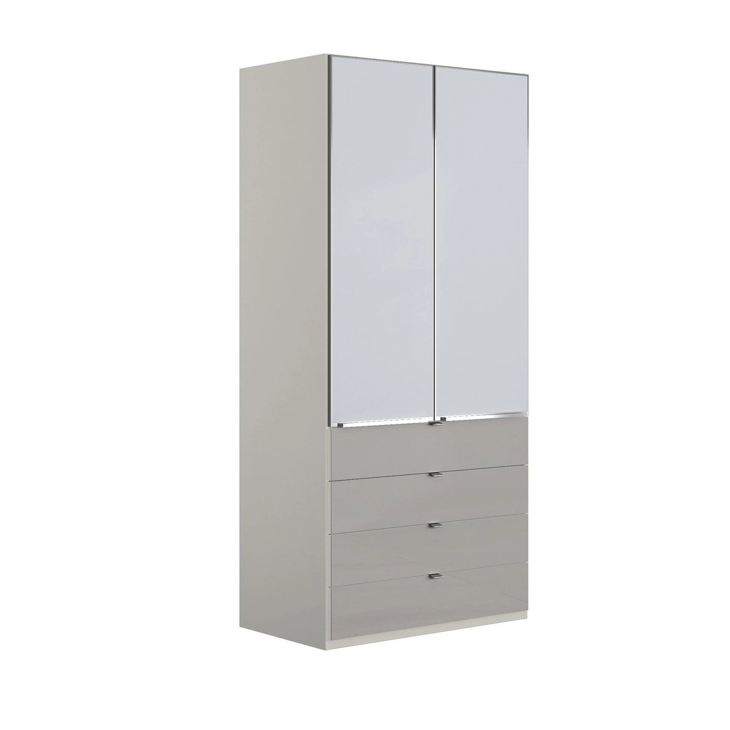 Wiemann Santa 100cm 2 Doors & 4 Drawers Combi Wardrobe in Pebble Grey on White Background