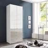 Wiemann Santa 100cm 2 Doors & 4 Drawers Combi Wardrobe in White & Pebble Grey Glass