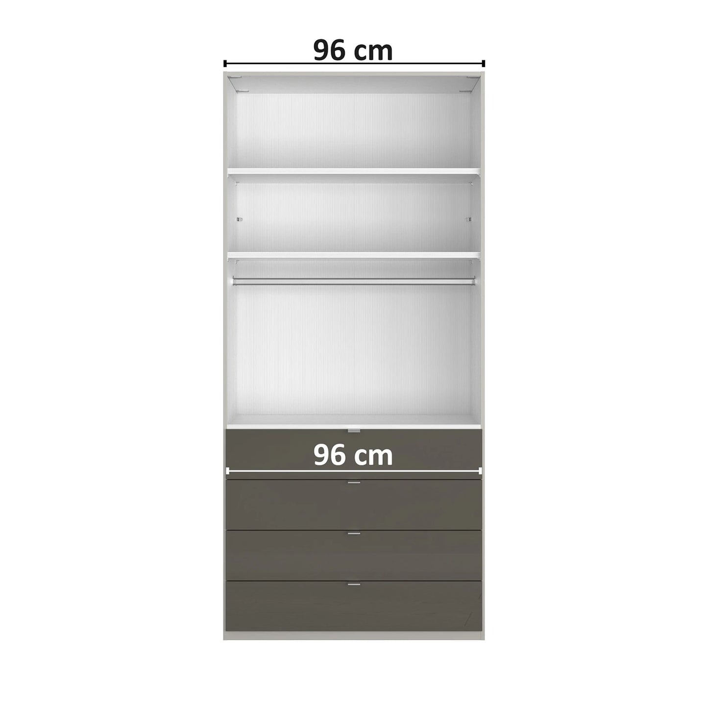 Wiemann Santa 100cm 2 Doors & 4 Drawers Combi Wardrobe in Pebble Grey Interior