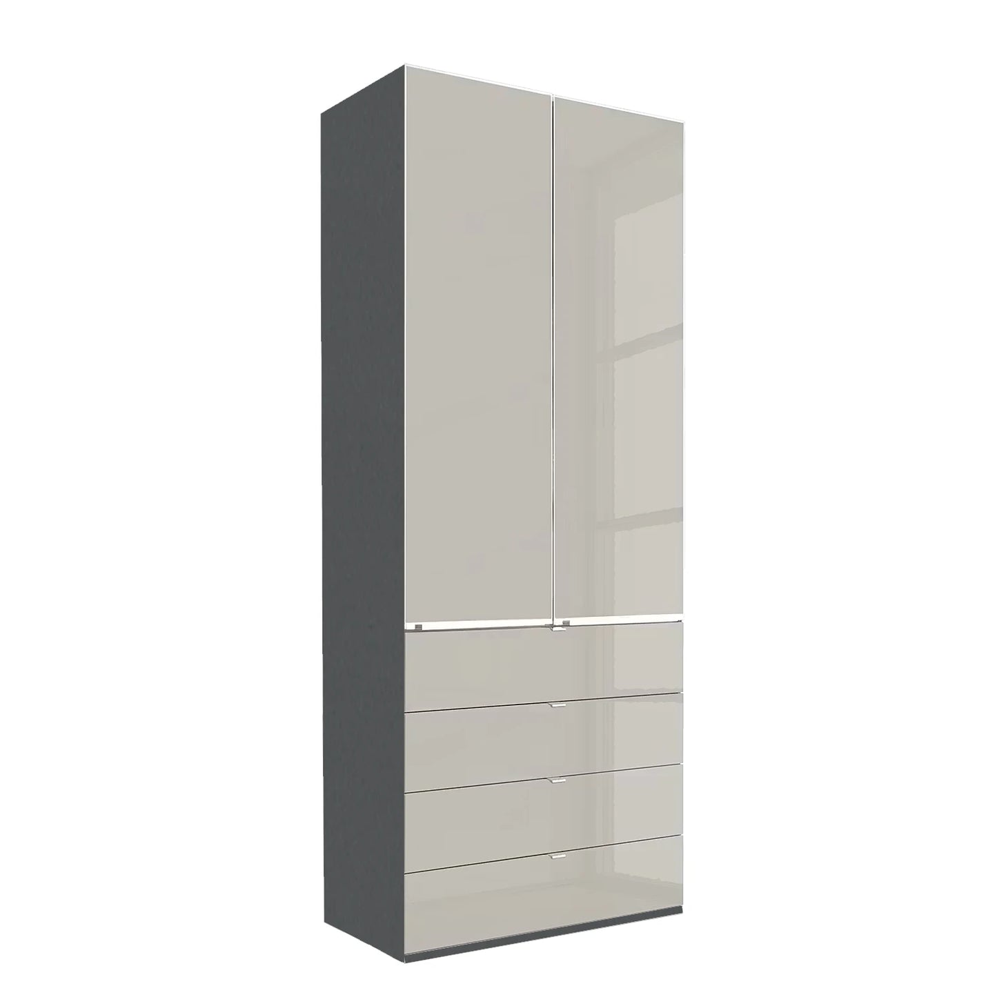 Wiemann Santa 100cm 2 Doors & 4 Drawers Combi Wardrobe in PEbble Grey with Havana Carcase