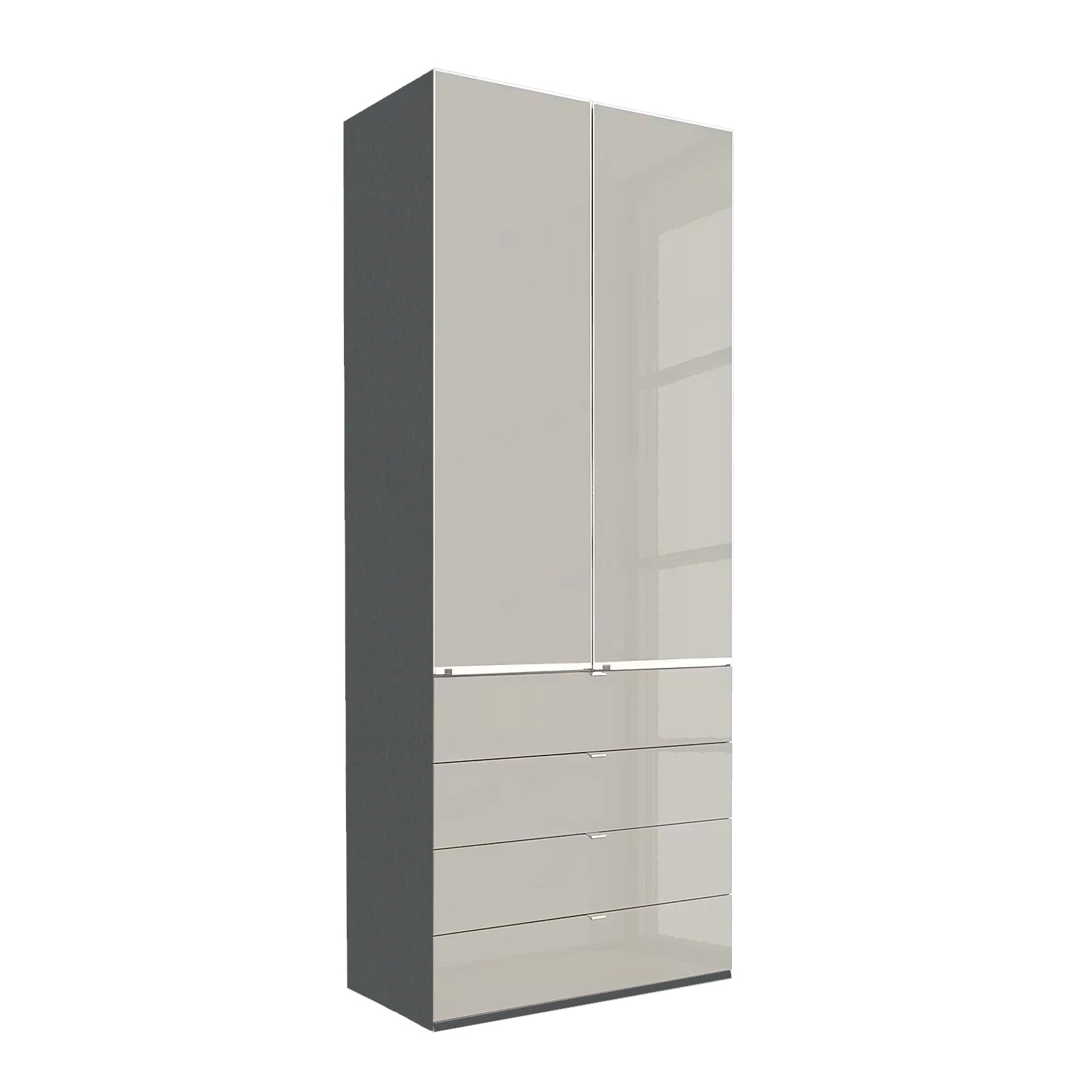 Wiemann Santa 100cm 2 Doors & 4 Drawers Combi Wardrobe in PEbble Grey with Havana Carcase