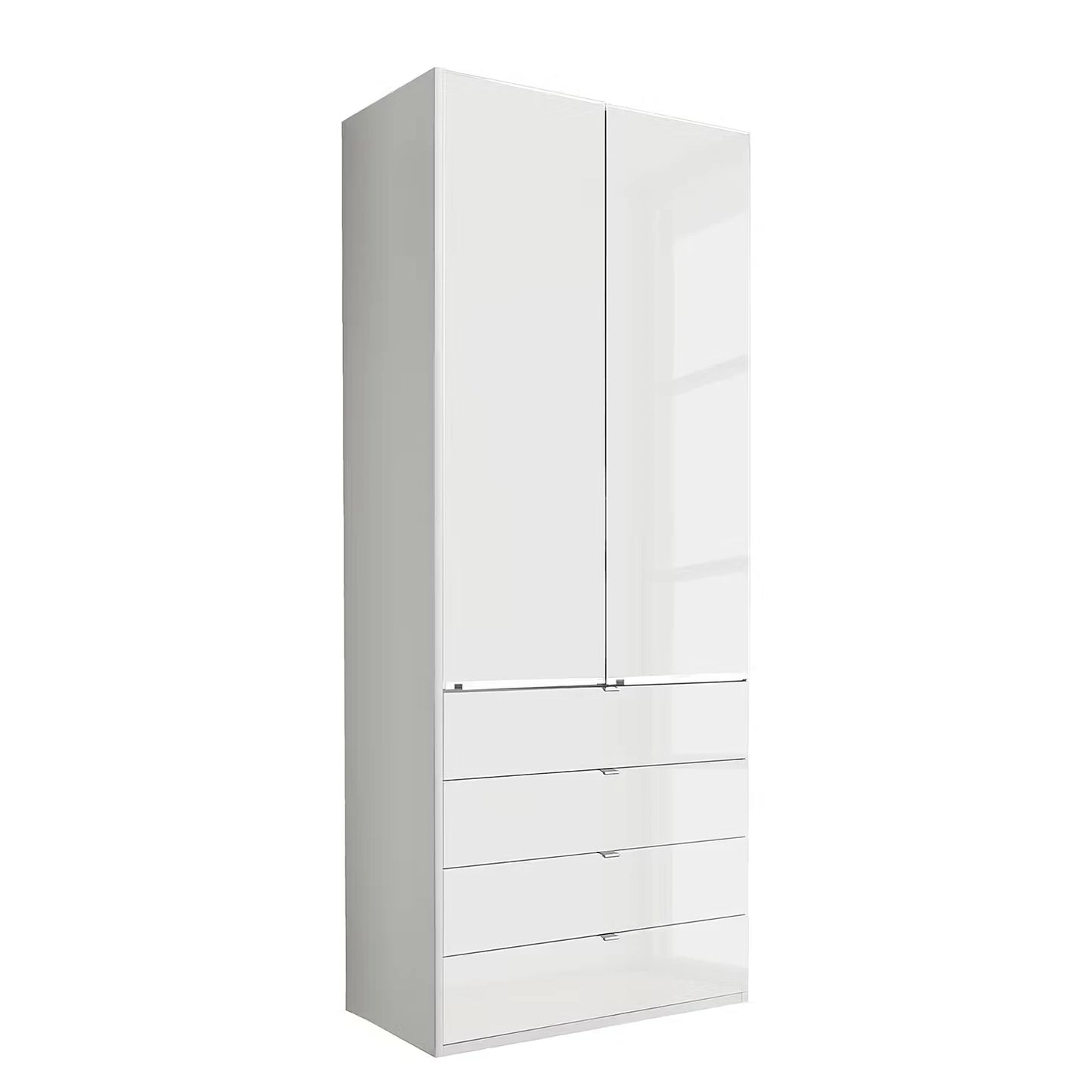 Wiemann Santa 100cm 2 Doors & 4 Drawers Combi Wardrobe in Glass White