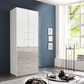 Wiemann Santa 100cm 2 Doors & 5 Drawers Combi Wardrobe in White and Pebble Grey glass