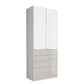 Wiemann Santa 100cm 2 Doors & 5 Drawers 236cm High Combi Wardrobe in White & Pebble Grey Glass Finsih