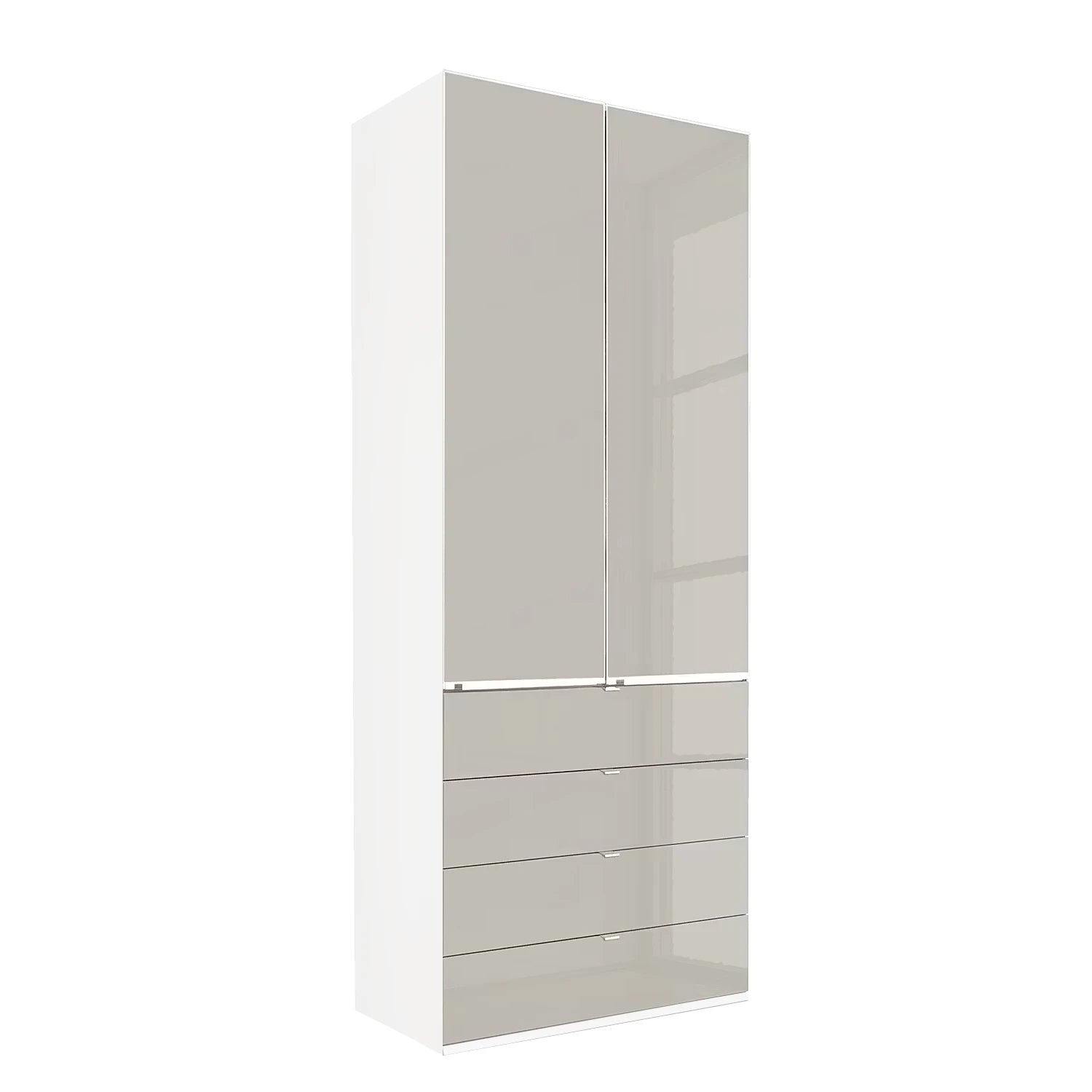 Wiemann Santa 100cm 2 Doors & 4 Drawers Combi Wardrobe in Pebble Grey with White Carcase