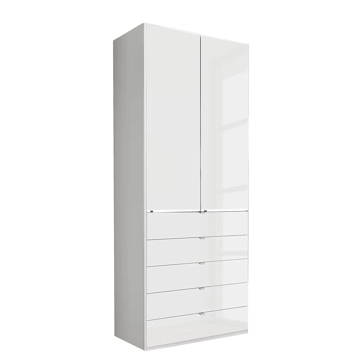 Wiemann Santa 100cm 2 Doors & 4 Drawers Combi Wardrobe Glass White