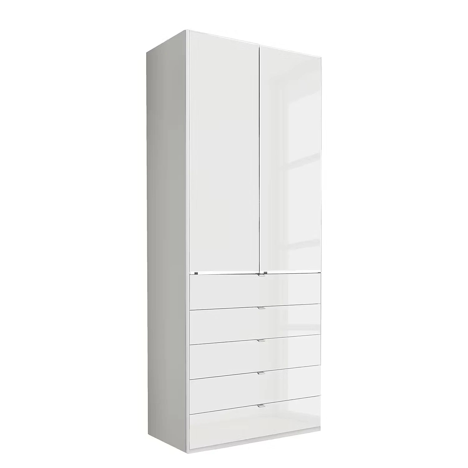 Wiemann Santa 100cm 2 Doors & 4 Drawers Combi Wardrobe Glass White