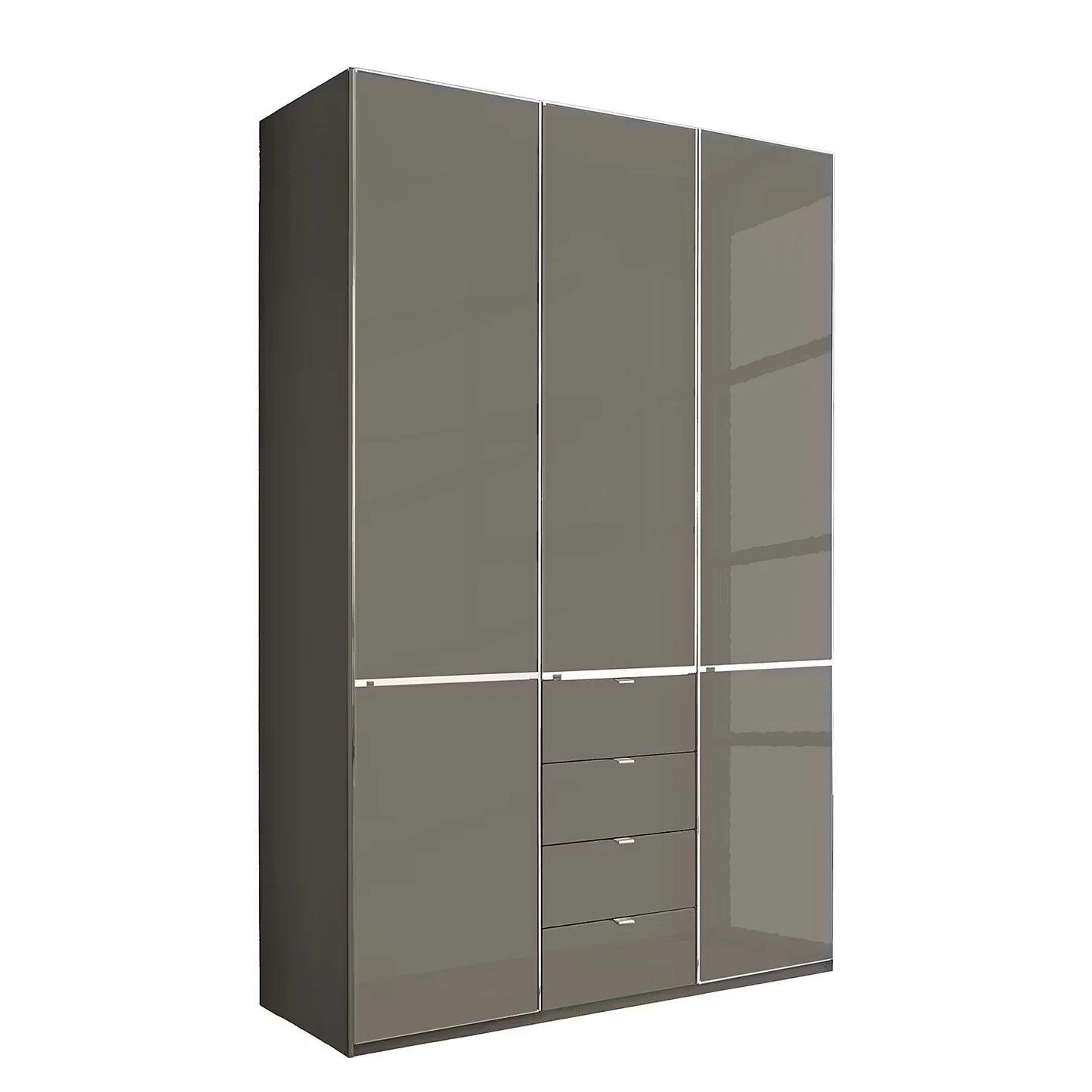 Wiemann Santa 150cm 3 Doors & 5 Drawers Combi Wardrobe in Havana Glass and Chrome Handles