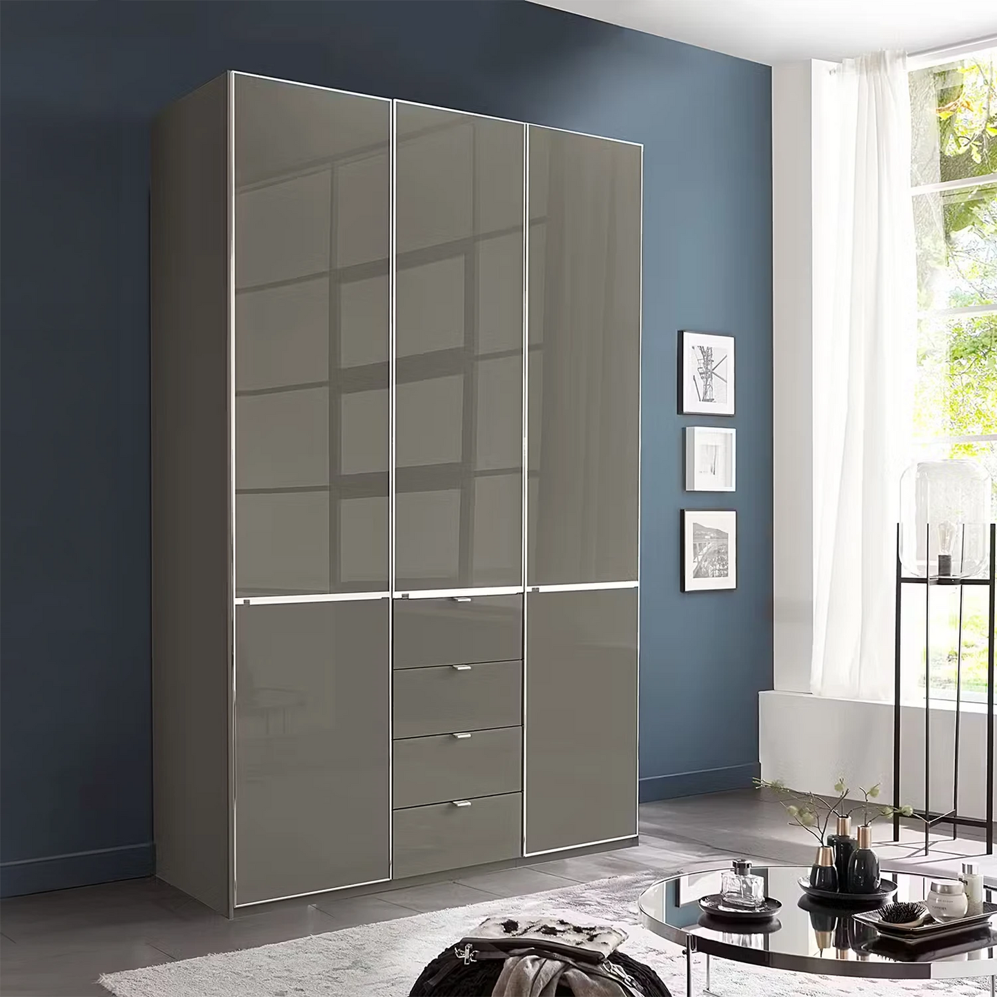 Wiemann Santa 150cm combi wardrobe in Havana with drawers, hanging space, free UK delivery and assembly included.