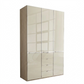 Wiemann Santa 150cm 3 Doors & 4 Drawers Combi Wardrobe in Glass Magnolia with Oak Carcase