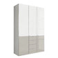 Wiemann Santa 150cm 3 Doors & 4 Drawers Combi Wardrobe in Pebble Grey