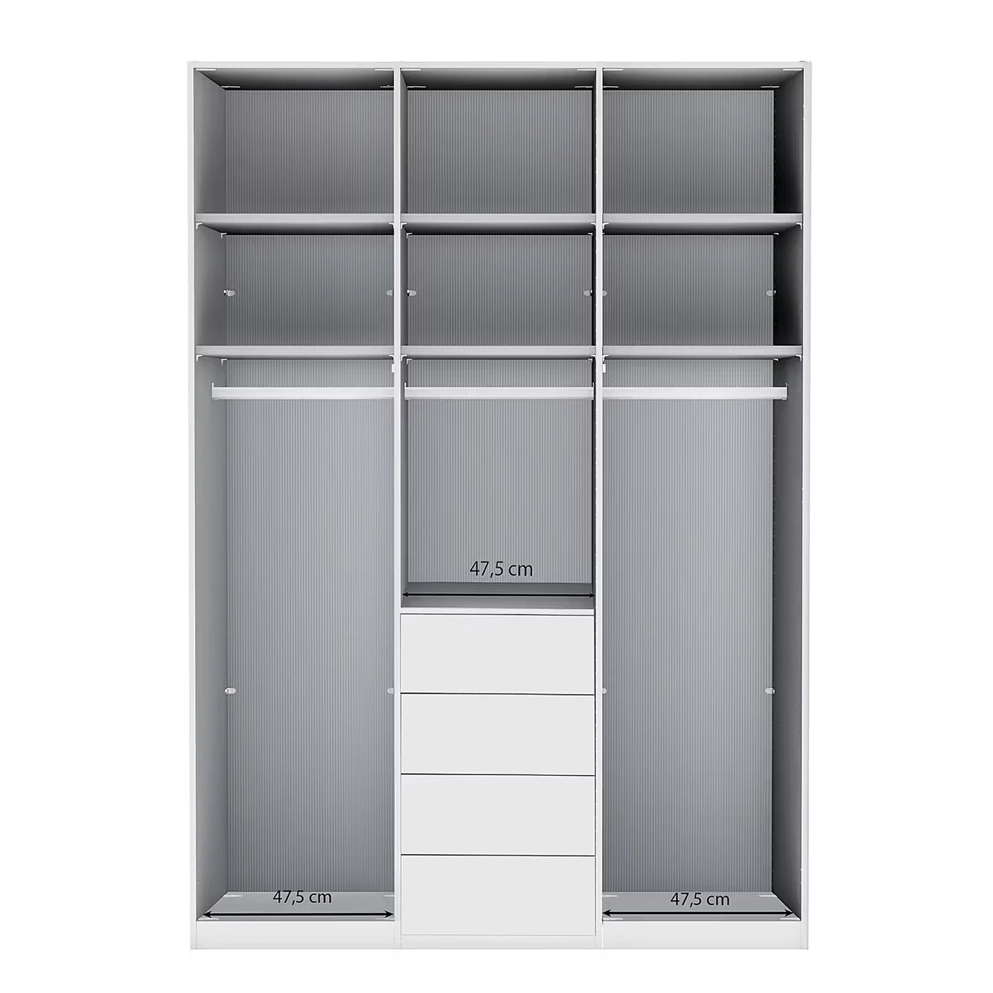 Wiemann Santa 150cm 3 Doors & 4 Drawers Combi Wardrobe in Pebble Grey