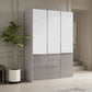 Wiemann Santa 150cm 3 Doors & 4 Drawers Combi Wardrobe in Pebble Grey