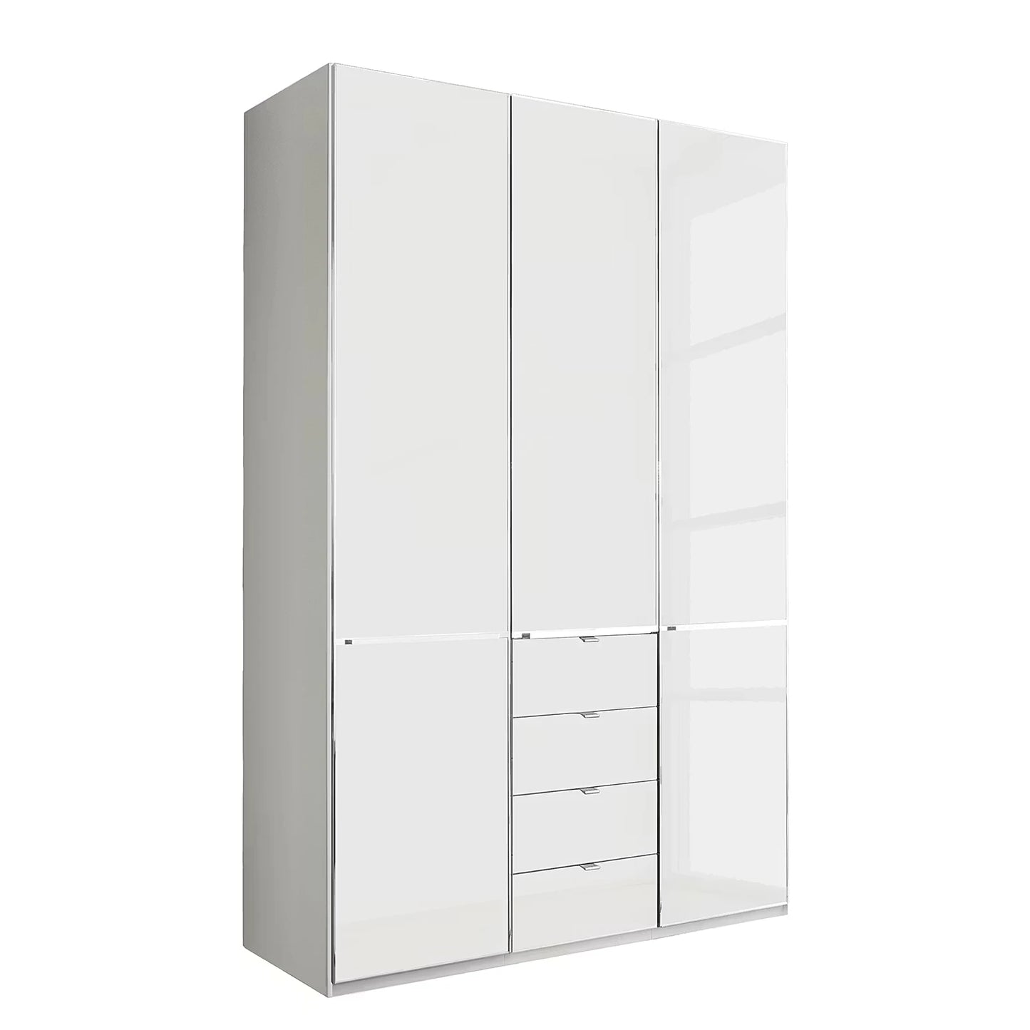 Wiemann Santa 150cm 3 Doors & 4 Drawers Combi Wardrobe in Glass White