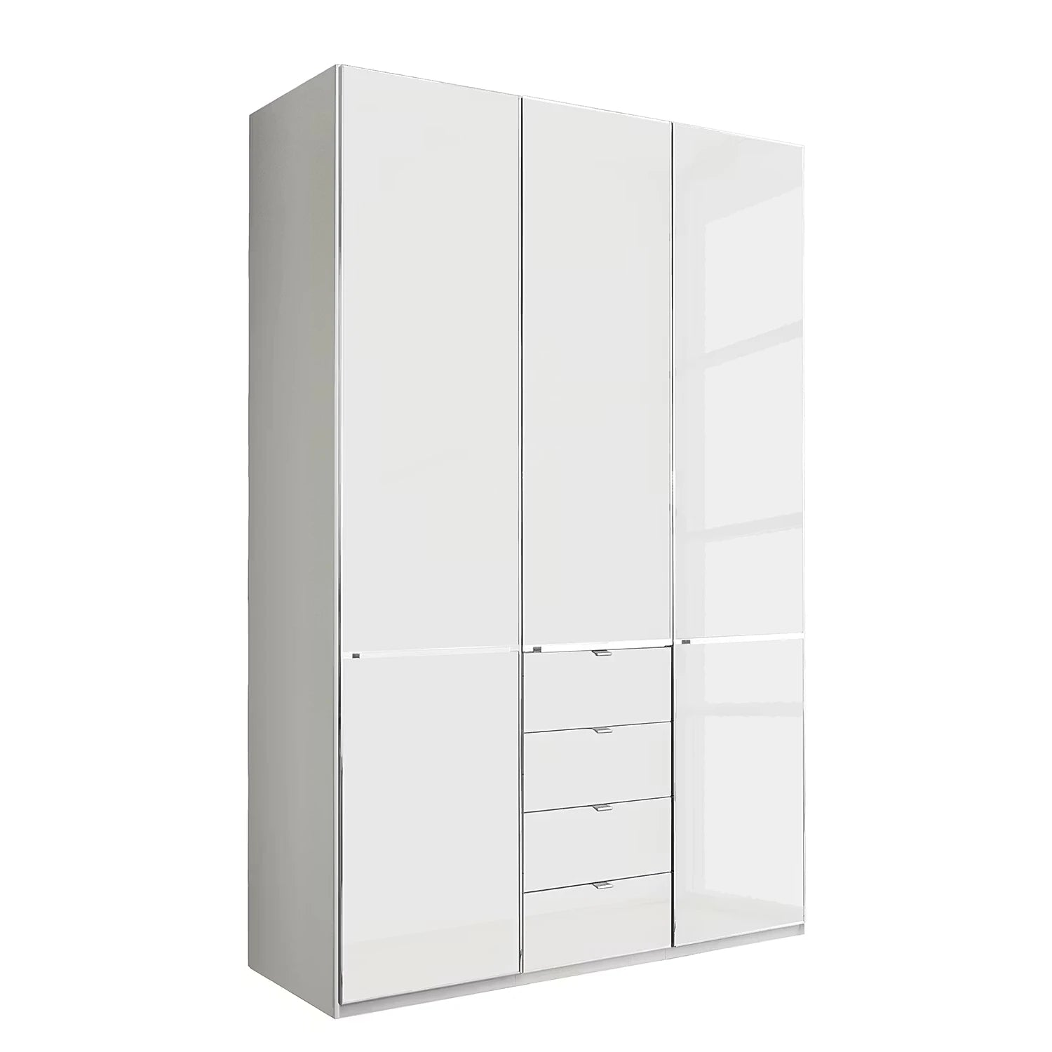 Wiemann Santa 150cm 3 Doors & 4 Drawers Combi Wardrobe in Glass White
