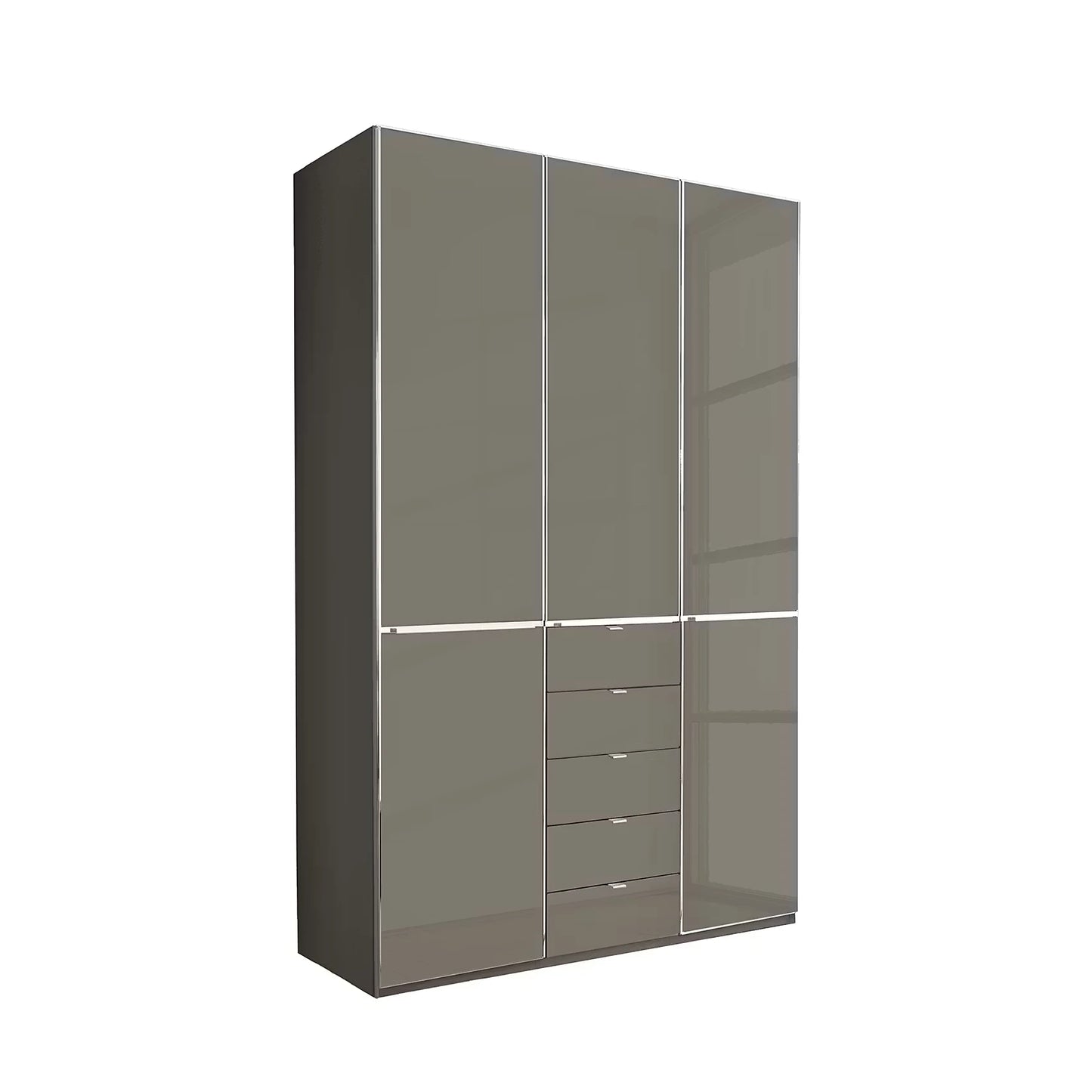 Wiemann Santa Shanghai 2, 150cm 3 Doors & 5 Drawers Combi Wardrobe in Havana Glass