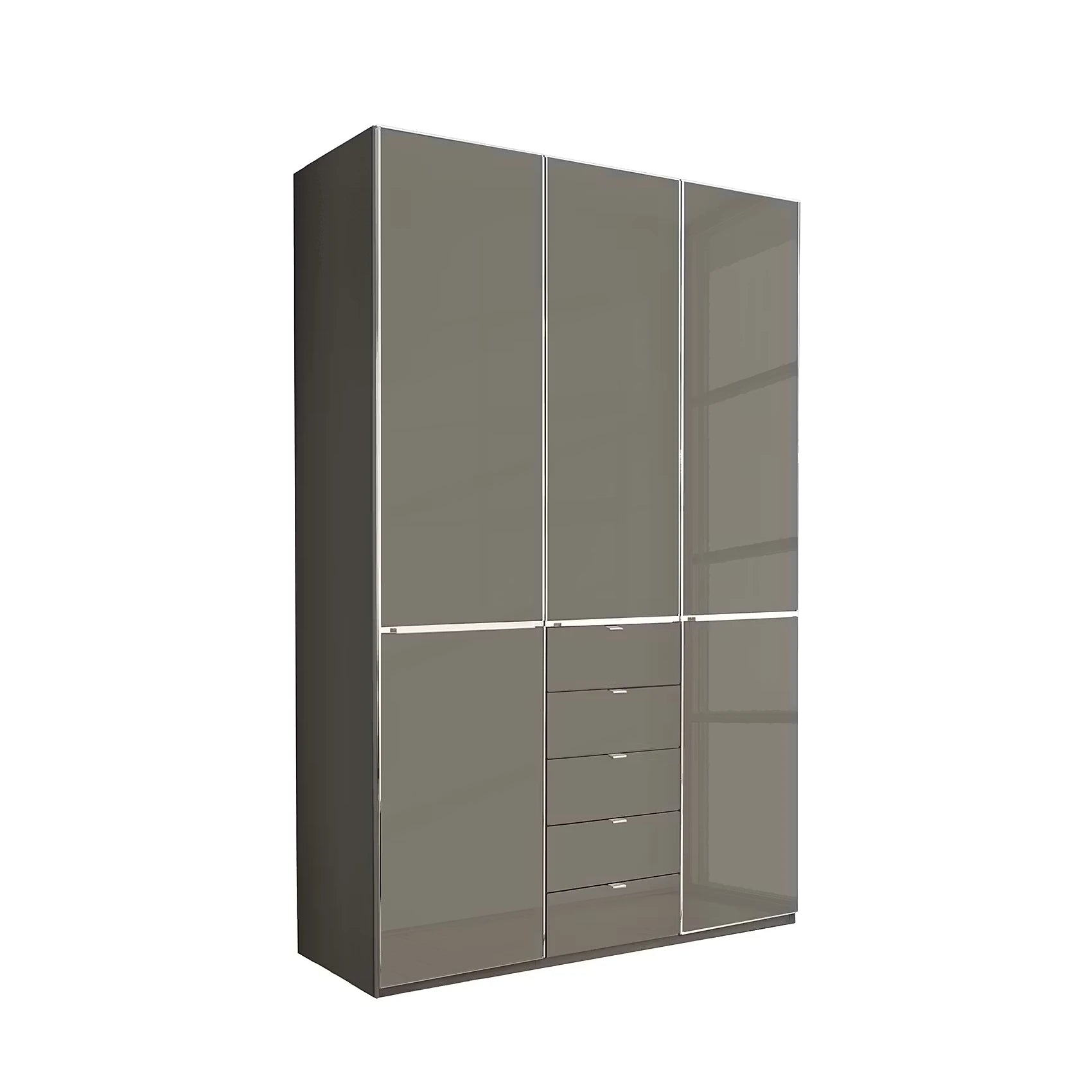Wiemann Santa Shanghai 2, 150cm 3 Doors & 5 Drawers Combi Wardrobe in Havana Glass