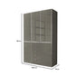 A tall modern Wiemann Santa wardrobe or closet with three large doors, one of which is open to show interior shelving, plus a set of five drawers on the lower left. The image includes dimension labels showing 236 cm height, 148,4 cm width, and 58 cm depth on a plain white background.