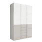 Wiemann Santa 150cm 3 Doors & 4 Drawers Combi Wardrobe in Pebble Grey
