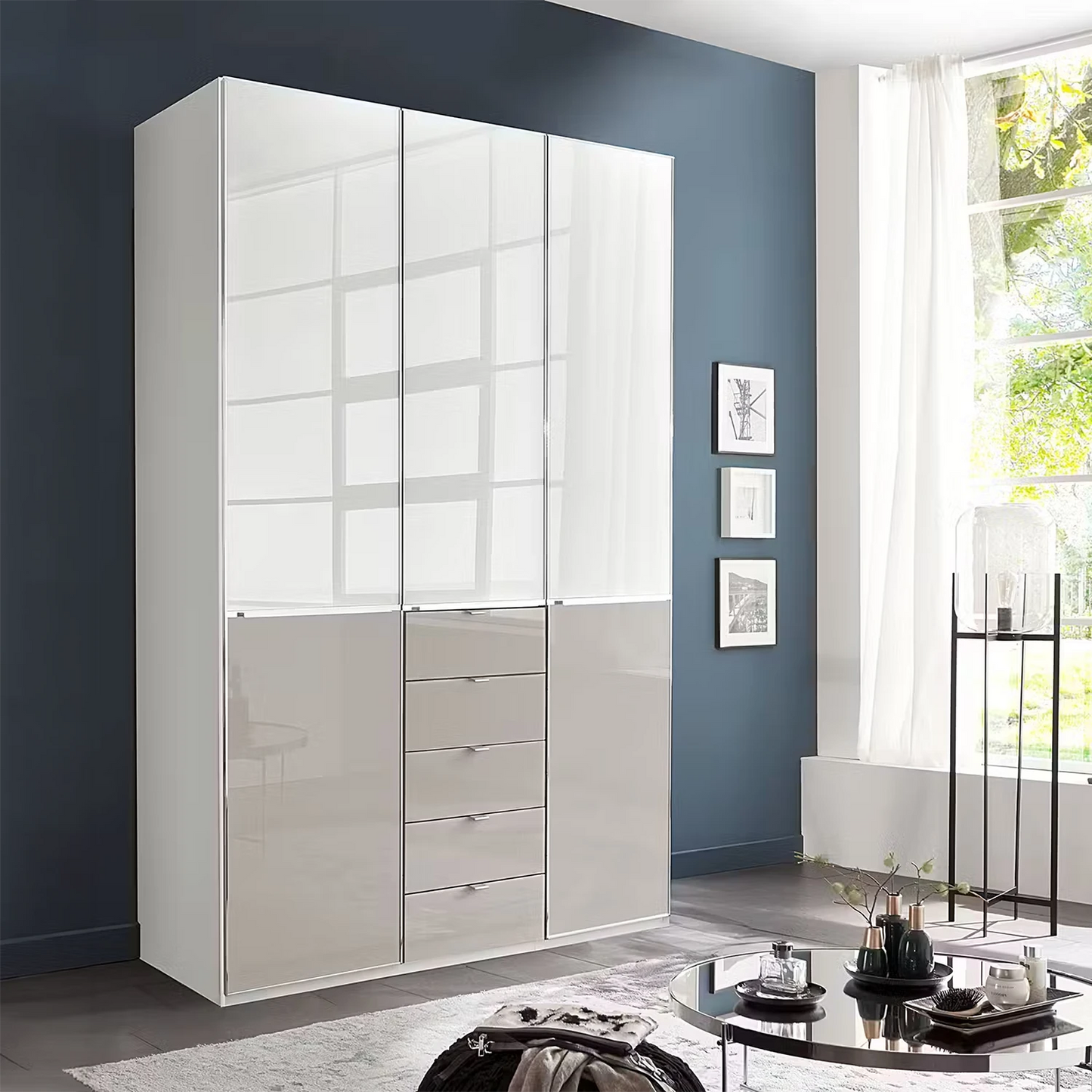Wiemann Santa 150cm 3 Doors & 4 Drawers Combi Wardrobe in Pebble Grey