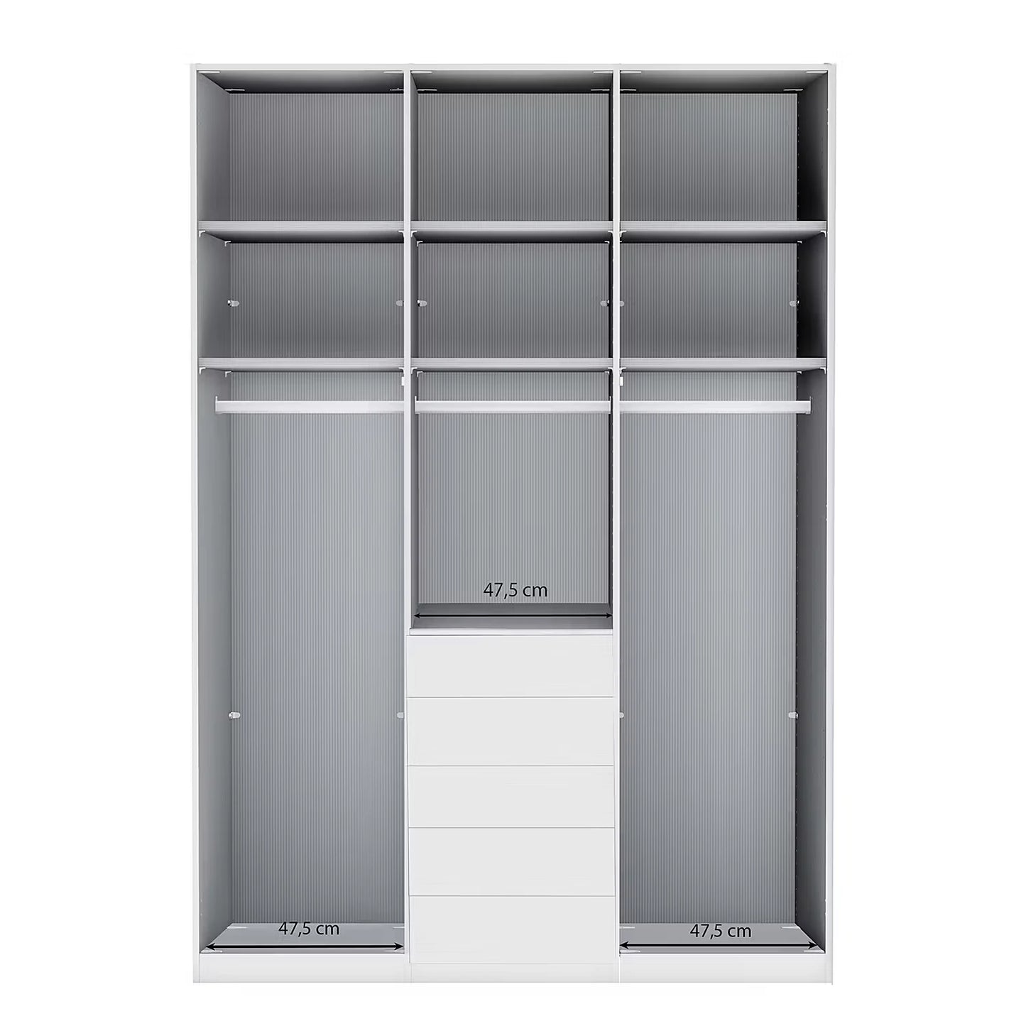 Wiemann Santa 150cm 3 Doors & 4 Drawers Combi Wardrobe in Pebble Grey