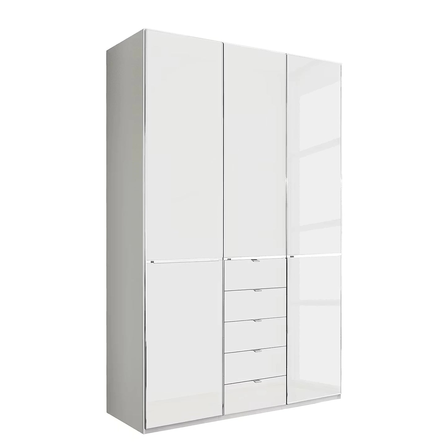 Wiemann Santa 150cm 3 Doors & 5 Drawers Combi Wardrobe in Glass White