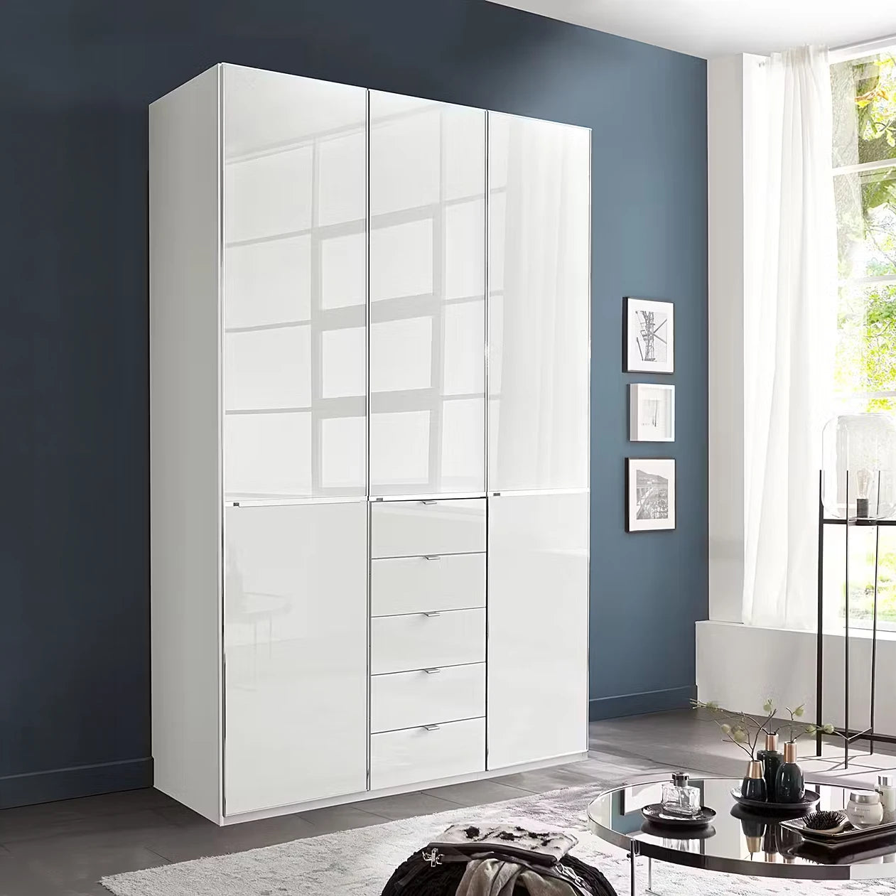Wiemann Santa 150cm 3 Doors & 4 Drawers Combi Wardrobe in Pebble Grey