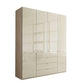 Wiemann Santa 200cm 4 Doors & 4 Drawers Combi Wardrobe in Magnolia Glass with Oak Carcase