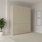 Wiemann Santa 200cm 4 Doors & 4 Drawers Combi Wardrobe in Glass Magnolia