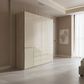 Wiemann Santa 200cm 4 Doors & 4 Drawers Combi Wardrobe in Glass Magnolia styled in a modern bedroom