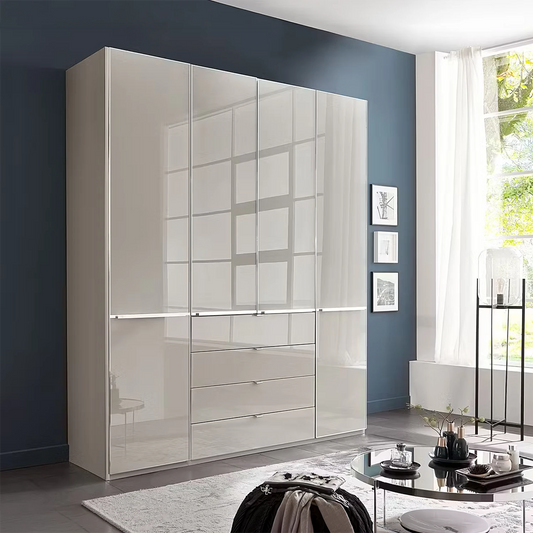 Wiemann Santa 200cm 4 Doors & 4 Drawers Combi Wardrobe in Pebble Grey styled in a modern room