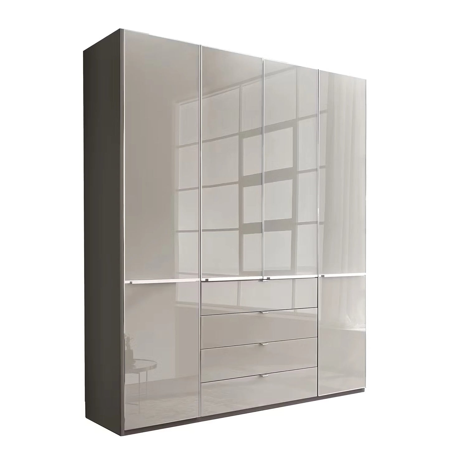 Wiemann Santa 200cm 4 Doors & 4 Drawers Combi Wardrobe in Pebble Grey with Havana Carcase