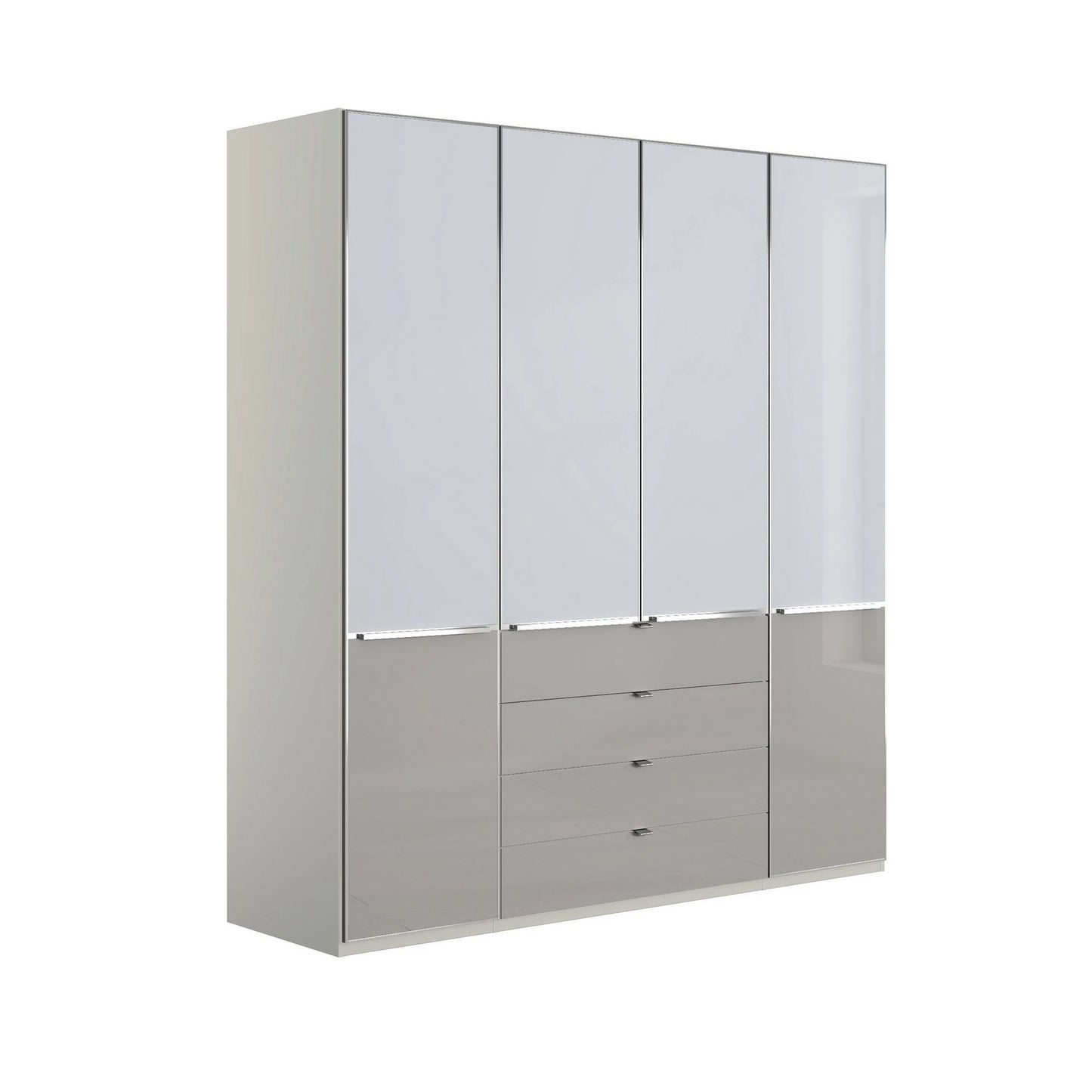 Wiemann Santa 200cm 4 Doors & 4 Drawers Combi Wardrobe in Pebble Grey