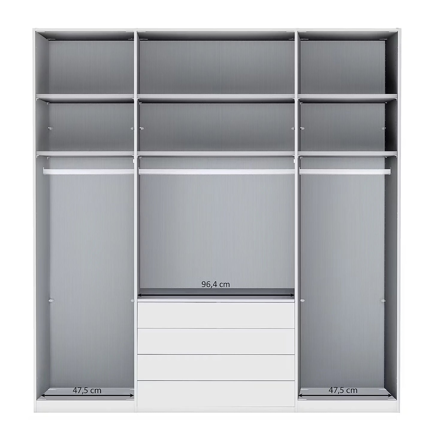Wiemann Santa 200cm 4 Doors & 4 Drawers Combi Wardrobe in Pebble Grey