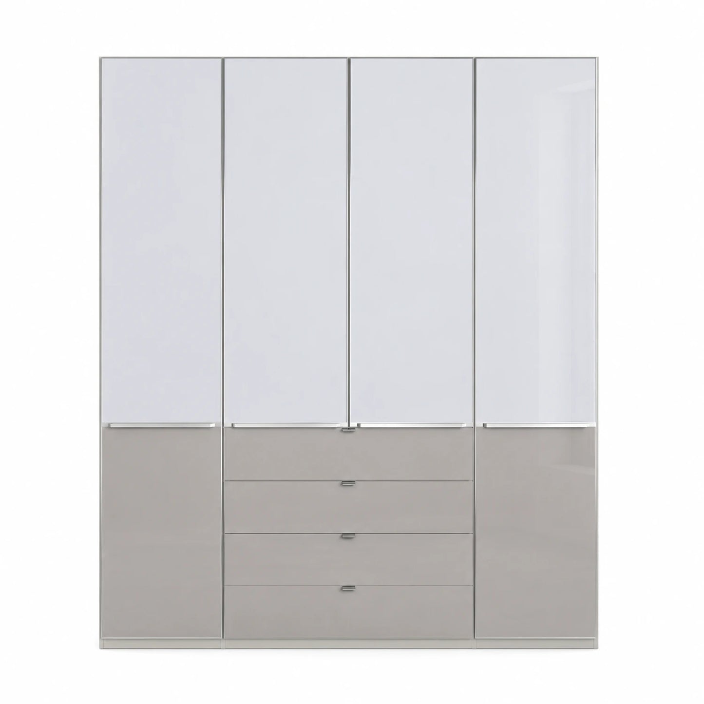 Wiemann Santa 200cm 4 Doors & 4 Drawers Combi Wardrobe in Pebble Grey
