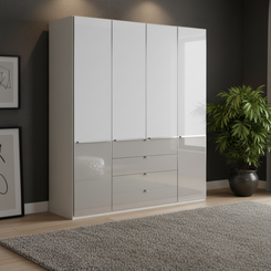 Wiemann Santa 4 Door 4 Drawer Combi Wardrobe in Pebble Grey 200cm