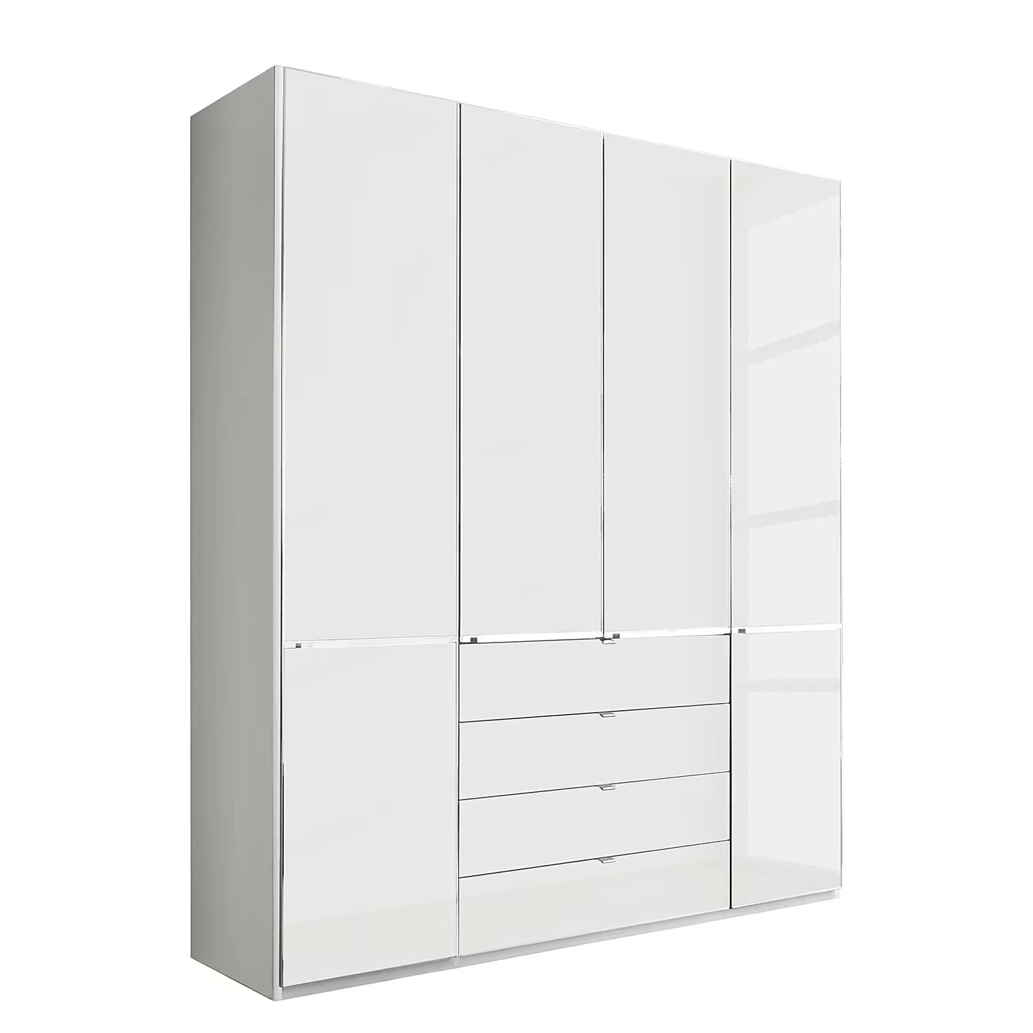 Wiemann Santa 200cm 4 Doors & 4 Drawers Combi Wardrobe in Glass White