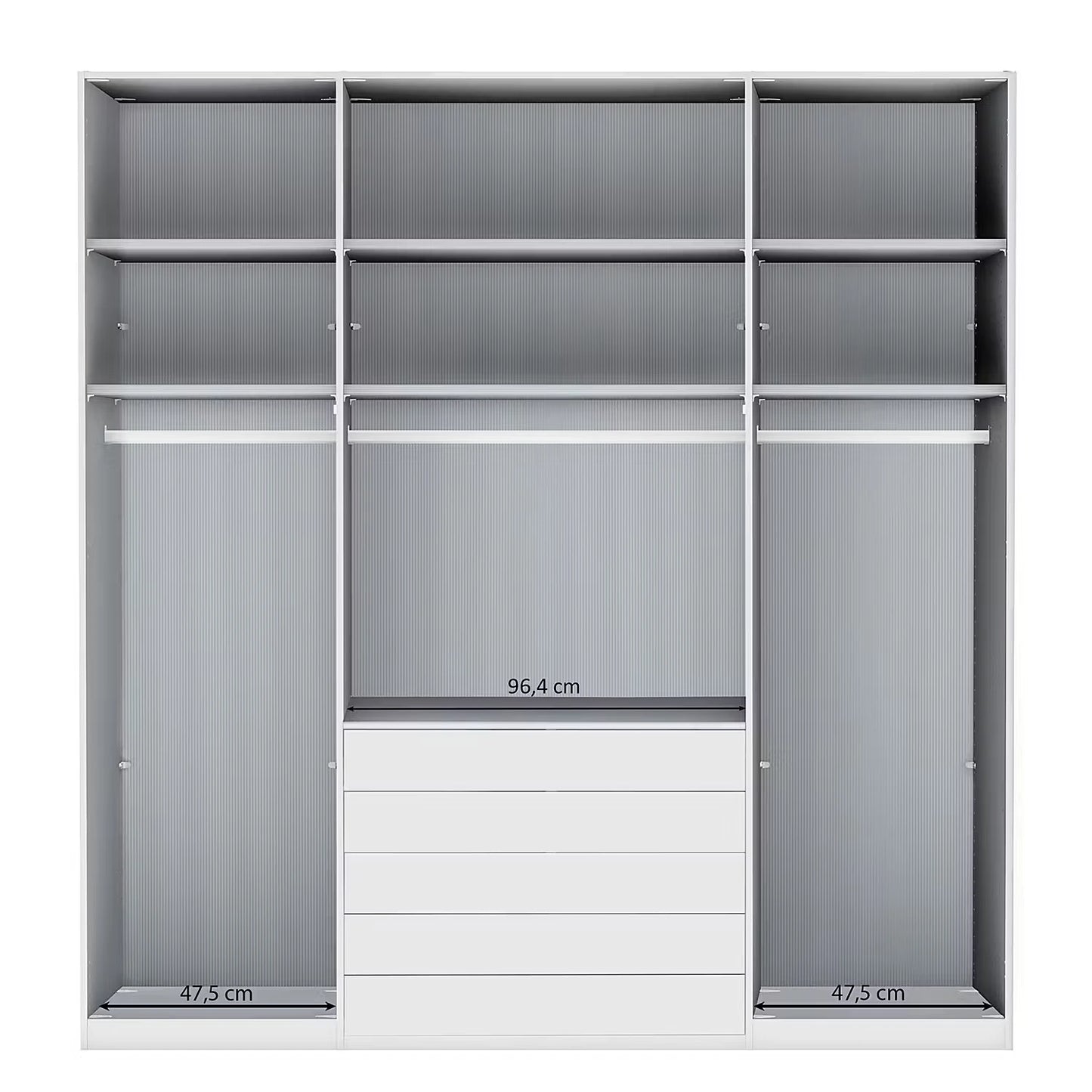 Wiemann Santa 200cm 4 Doors & 4 Drawers Combi Wardrobe in Pebble Grey