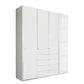 Wiemann Santa 200cm 4 Doors & 5 Drawers Combi Wardrobe in Glass White