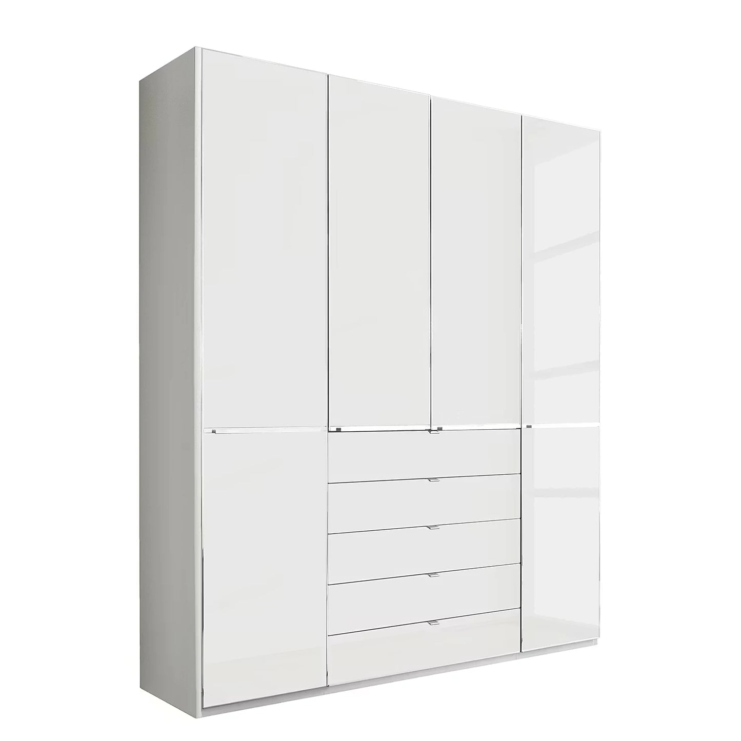 Wiemann Santa 200cm 4 Doors & 5 Drawers Combi Wardrobe in Glass White