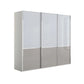 Pebble Grey sliding wardrobe with Glass White and Glass Pebble Grey panels