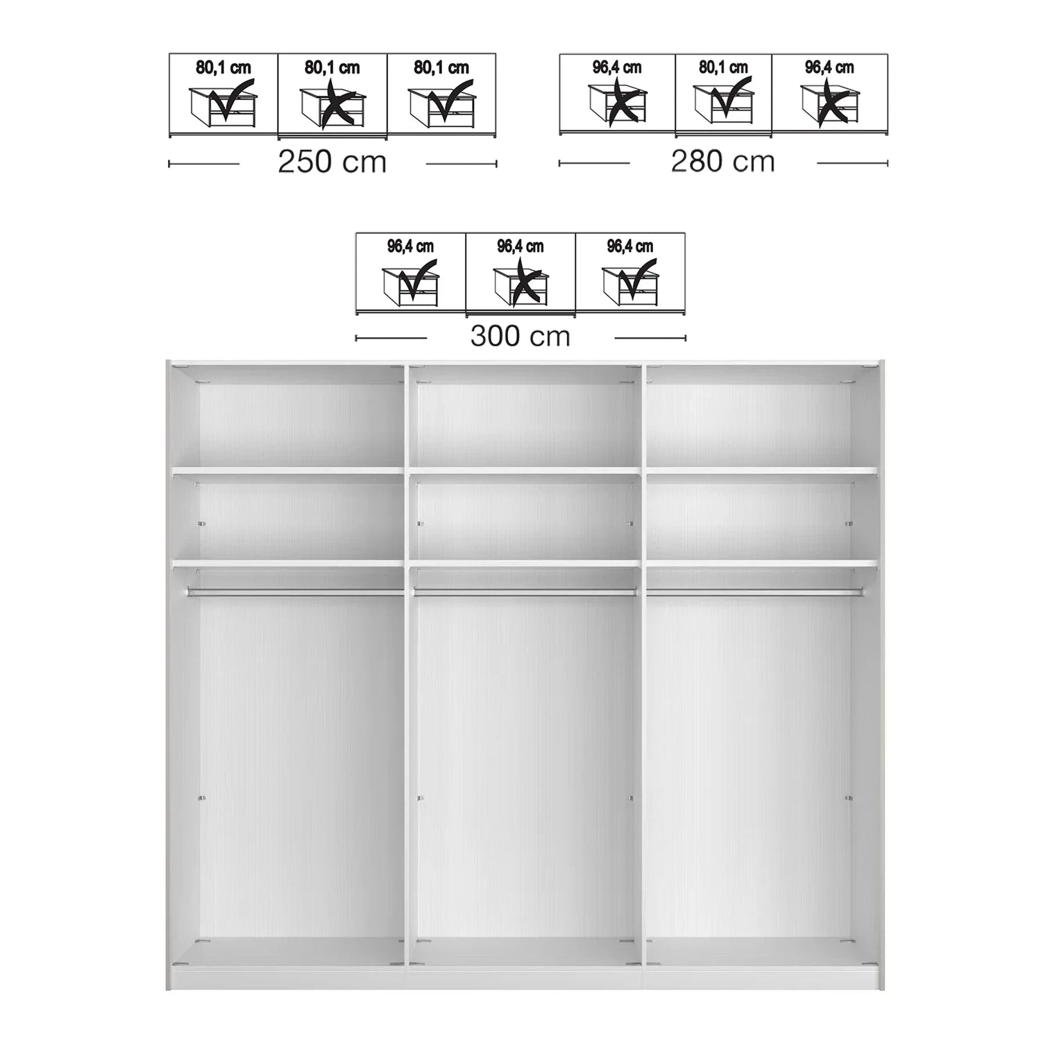 Wiemann Santa sliding wardrobe with silver-grey interior finish