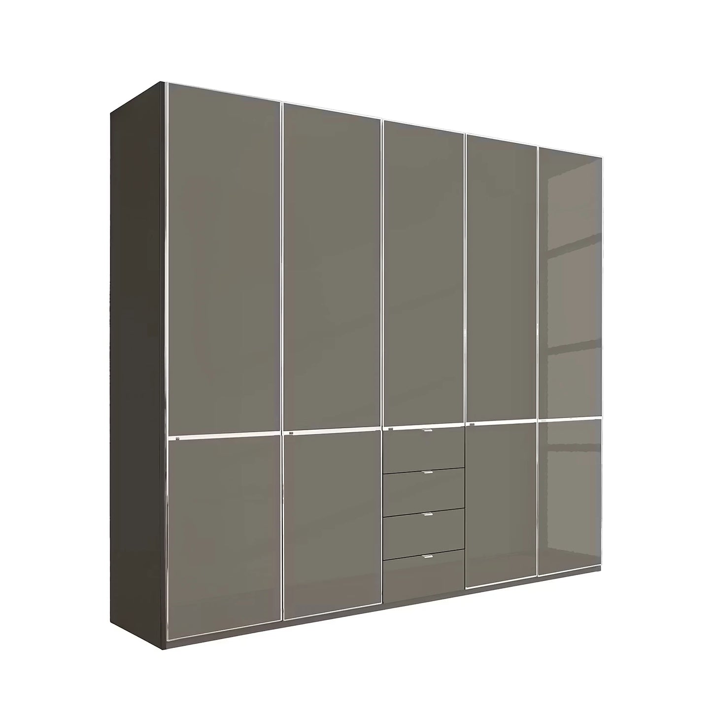 Premium VIP Quality Wiemann Santa 250cm Five Doors & four Drawersi Wardrobe in Havana glass