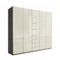 Wiemann Santa 250cm 5 Doors & 4 Drawers Combi Wardrobe in Pebble Grey with Havana Carcase