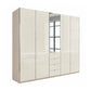 Wiemann Santa 250cm 5 Doors & 4 Drawers Combi Wardrobe in Pebble Grey with Oak Carcase and mirror in Center