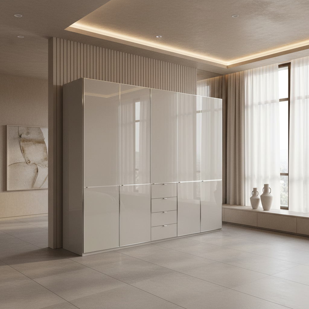 Wiemann Santa 250cm 5 Doors & 4 Drawers Combi Wardrobe in Pebble Grey