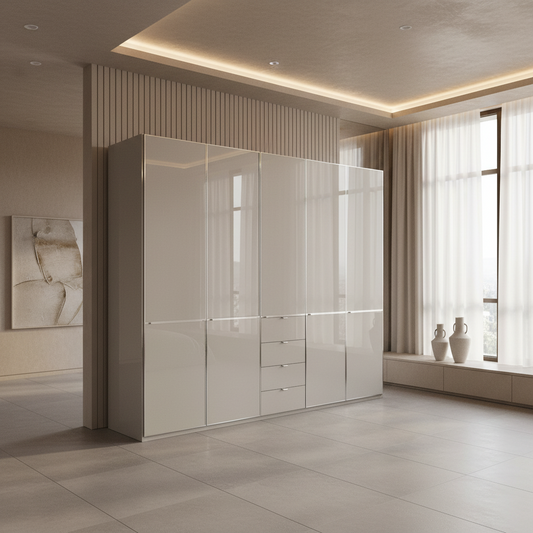 Wiemann Santa 250cm 5 Doors & 4 Drawers Combi Wardrobe in Pebble Grey