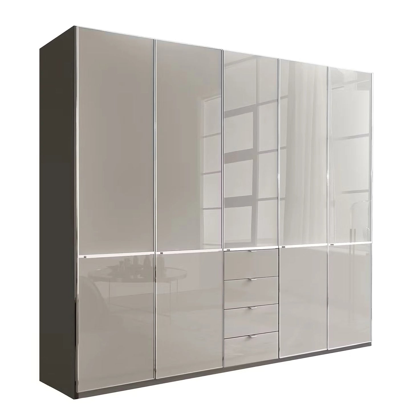 Wiemann Santa 250cm 5 Doors & 4 Drawers Combi Wardrobe in Pebble Grey with Havna Carcase
